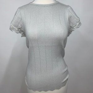 Lace Trim Shortsleeve Sweater